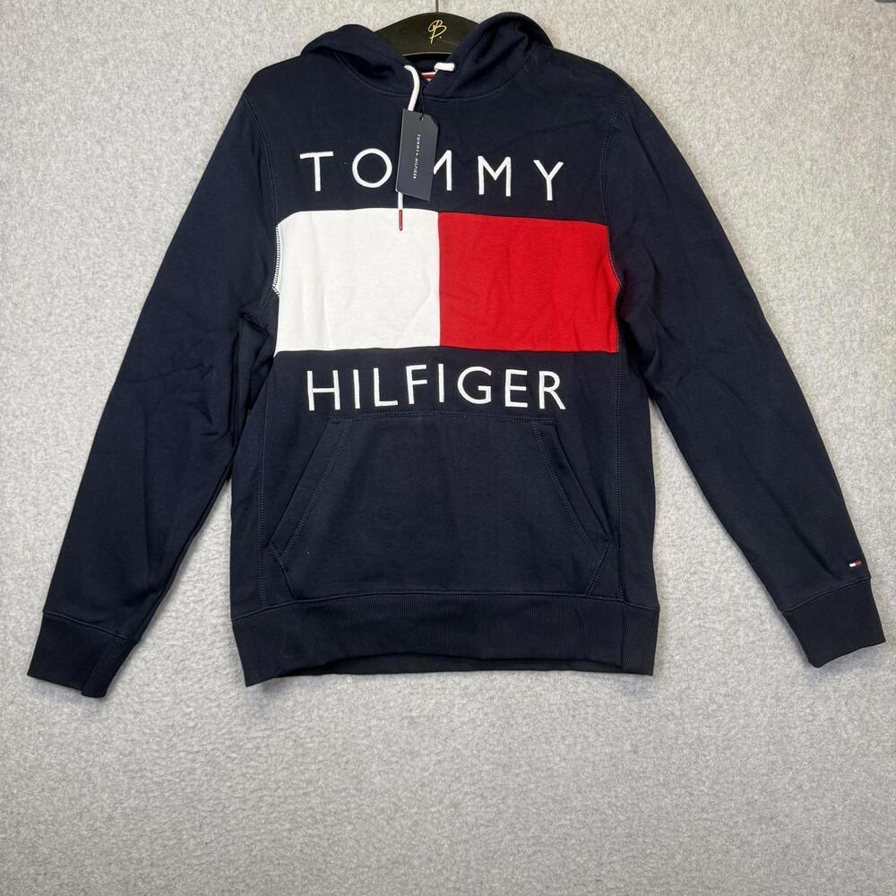 Brand New Tommy Hilfiger Men's Size Medium Core Blue Red Pullover Sweatshirt